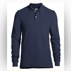 Lands' End Men's NavyBlue Mesh Long Sleeve Polo Size L  NWT